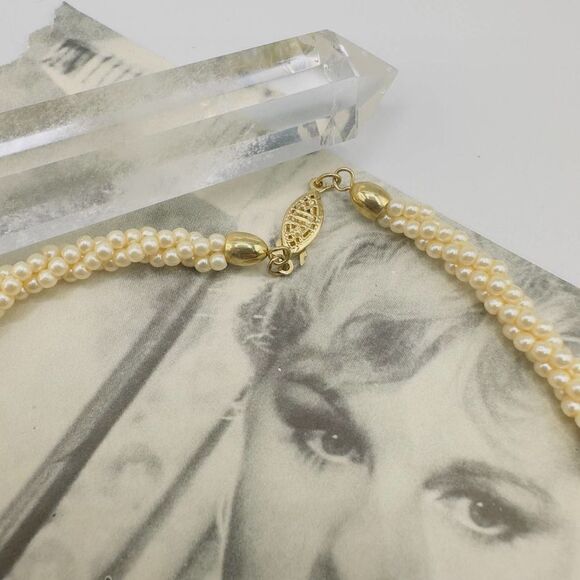 Vintage Multi Strand Cluster Pearl Necklace - Picture 3 of 4